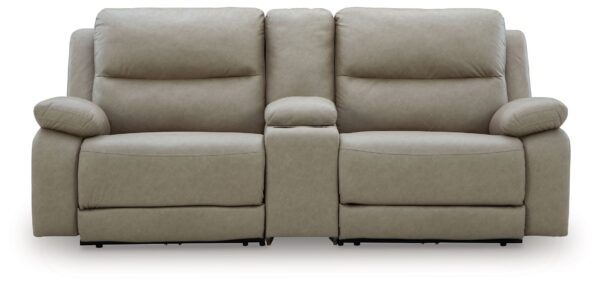 Narwhal Place - Pebble - 3-Piece Power Reclining Sectional With Storage Console