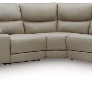 Narwhal Place - Pebble - 6-Piece Reclining Sectional With Storage Console
