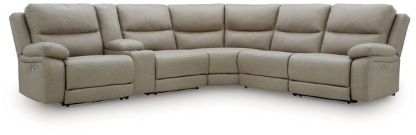 Narwhal Place - Pebble - 6-Piece Reclining Sectional With Storage Console