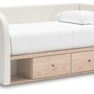 Arloster - Tan / White - Twin Upholstered Day Bed With Storage