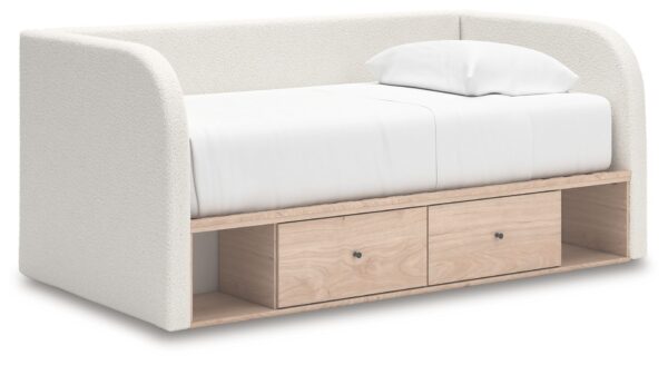 Arloster - Tan / White - Twin Upholstered Day Bed With Storage