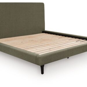 Chirason - Sage Green - King Upholstered Bed With Roll Slats