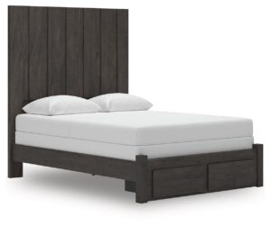 Fraluna - Charcoal - Queen Panel Storage Bed