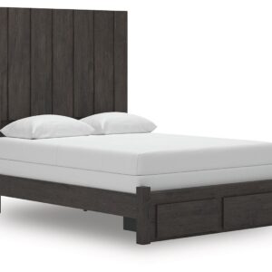 Fraluna - Charcoal - Queen Panel Storage Bed