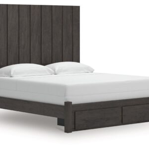 Fraluna - Charcoal - King Panel Storage Bed