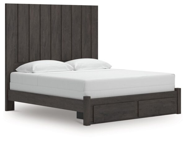 Fraluna - Charcoal - King Panel Storage Bed