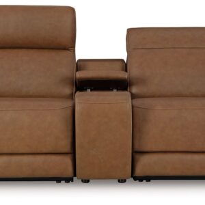 Magic Man - Caramel - 3-Piece Power Reclining Sectional Loveseat With Console