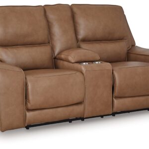 DeepWakes - Caramel - Power Reclining Loveseat / Console / Adjustable Headrest
