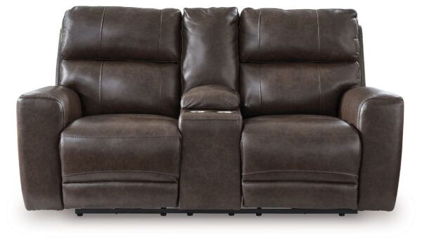 Crossplex - Smoke - Power Recline Loveseat / Console / Adjustable Headrest