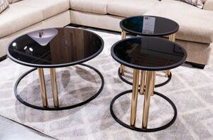 Hannerly - Black / Gold Finish - Occasional Table Set (Set of 3)