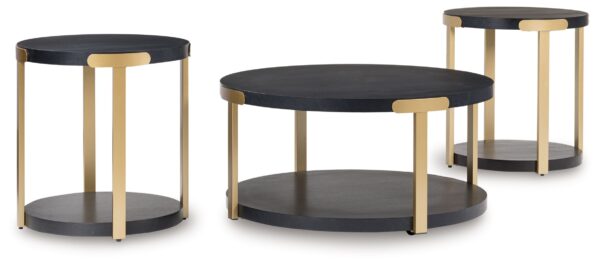 Shylore - Black / Brass Finish - Occasional Table Set (Set of 3)