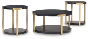 Shylore - Black / Brass Finish - Occasional Table Set (Set of 3)