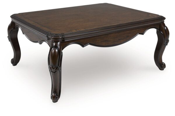 Maylee - Dark Brown - Rectangular Cocktail Table With Cabriole Legs