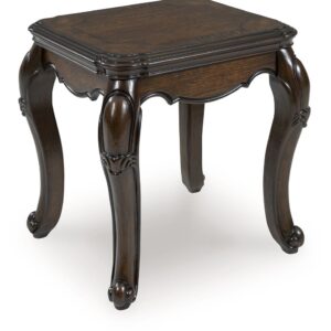 Maylee - Dark Brown - Rectangular End Table With Cabriole Legs