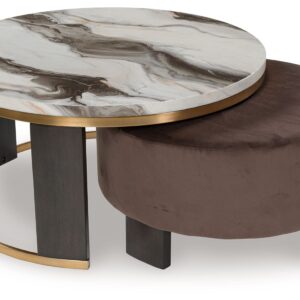 Jazmore - Brown / Brass Finish - Nesting Cocktail Tables (Set of 2)