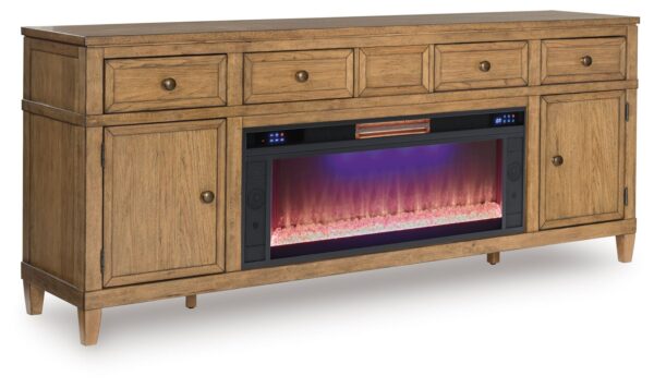 Sharlance - Light Brown - 81" TV Stand With Electric Fireplace