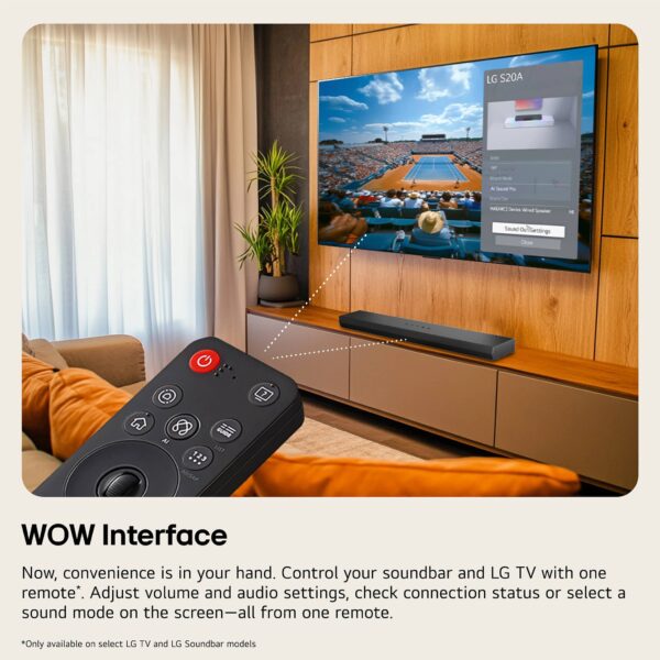 LG - 2.0-Channel S20A Soundbar with Built-in Woofer, DTS Digital Surround, Bluetooth Connectivity, WOW Orchestra - Black